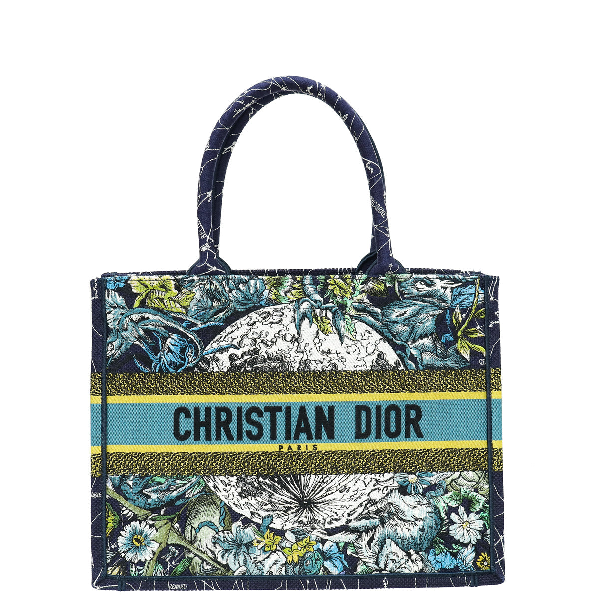 Dior Handbag Christian Zodiac Embroidery Book Tote Bag W Blue Navy Multicolor Shoulder Bag