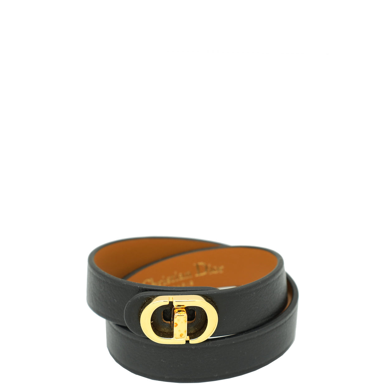 Dior Jewelry Christian CD Montaigne Double Wrap Bracelet Black Medium