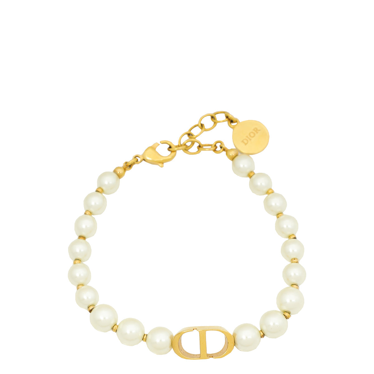 Dior Jewelry Christian CD 30 Montaigne Faux Pearl Bracelet White