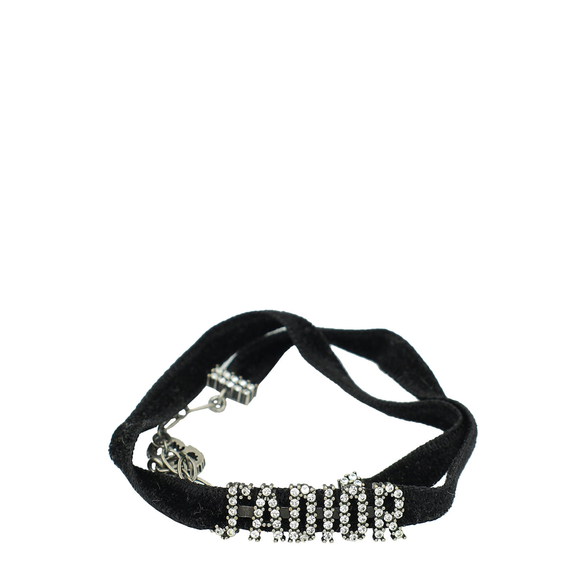 Dior Jewelry Christian Velvet Crystal J'A Choker Necklace Black