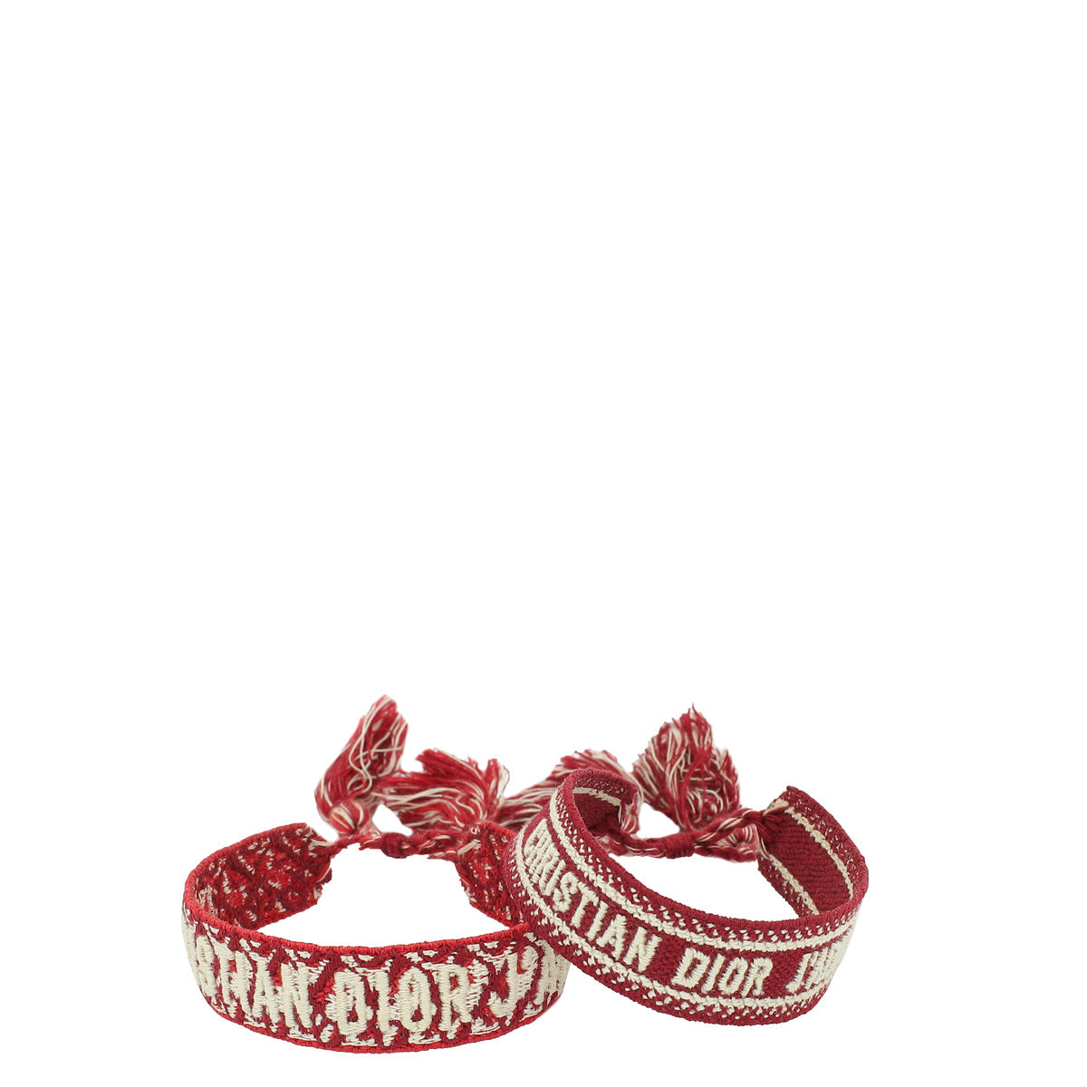 Dior Jewelry Christian Burgundy J'a Bracelet Set Embroidered