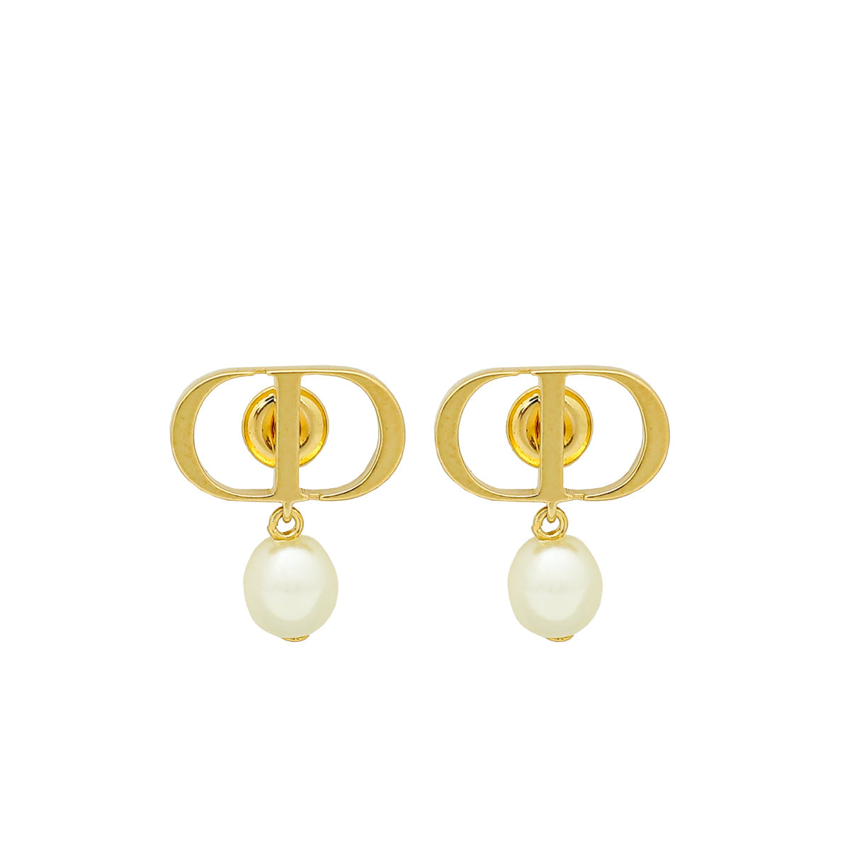 Dior Jewelry Christian Petit CD Earrings White