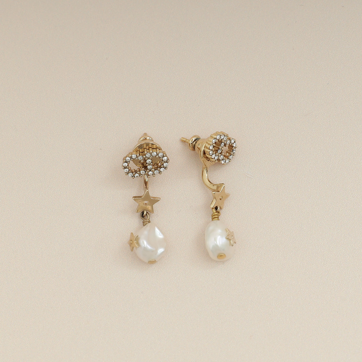 Dior Jewelry Christian Drop Pearl Petit CD Earrings Gold
