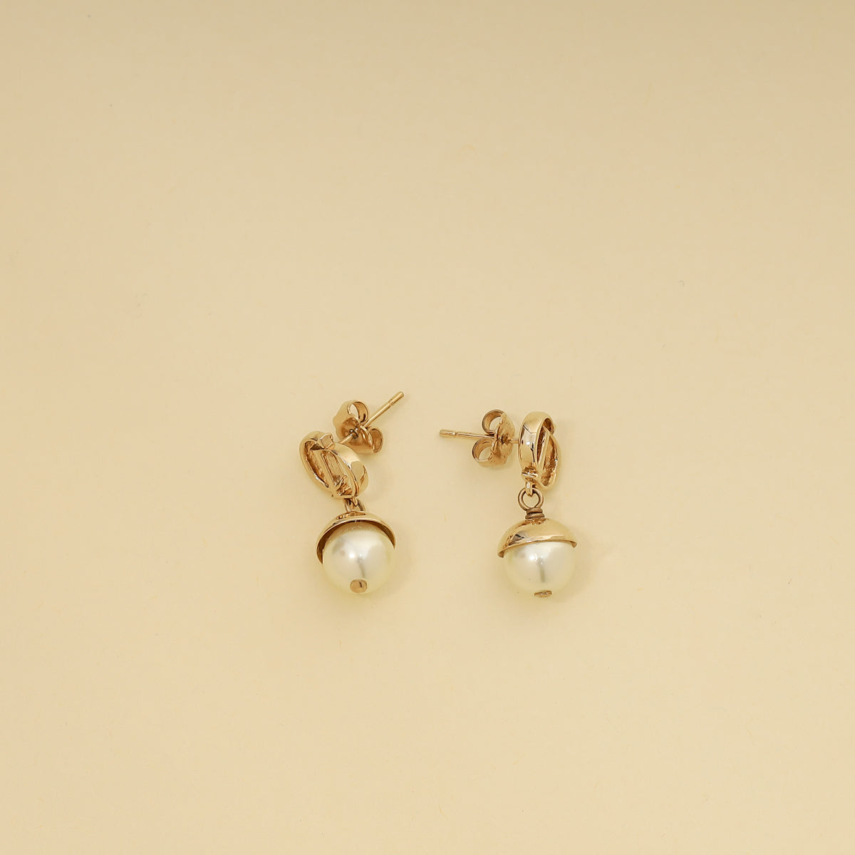 Dior Jewelry Christian Pearl CD Drop Earrings