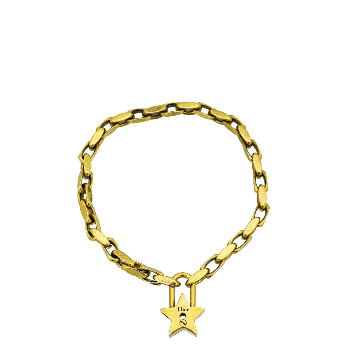 Dior Jewelry Christian Finish Lucky Locket Star Choker Necklace Gold