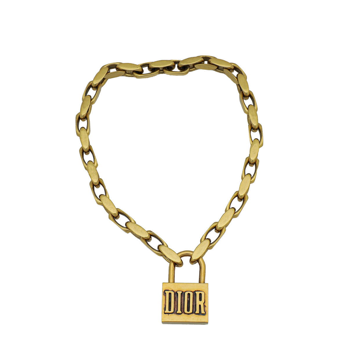 Dior Jewelry Christian Aged Finish Lucky Locket Choker Necklace Gold