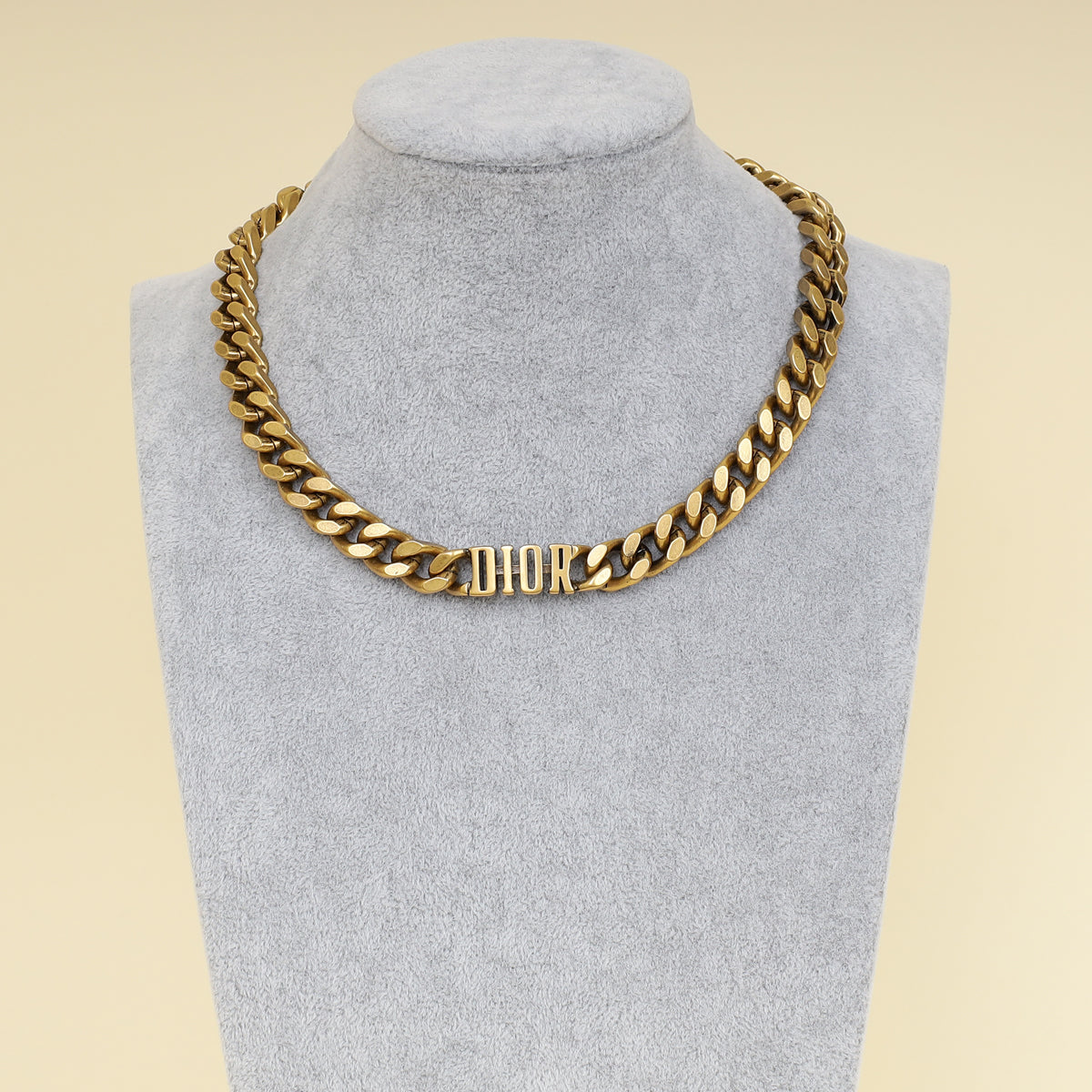 Dior Jewelry Christian Choker Necklace Gold Logo