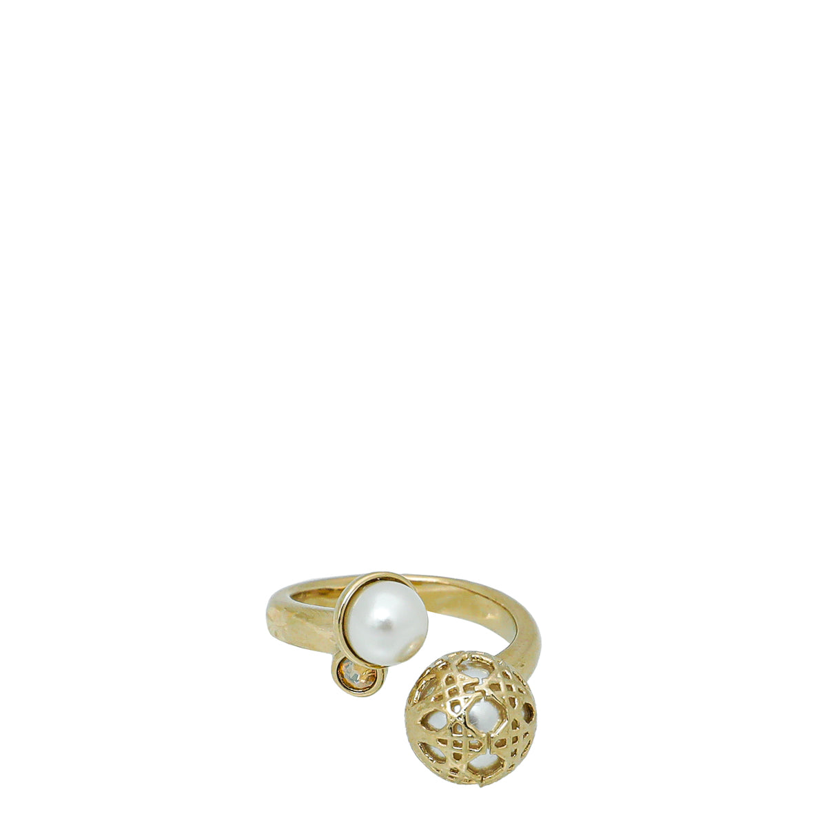 Dior Jewelry Christian Pearl Secret Cannage Ring White Small