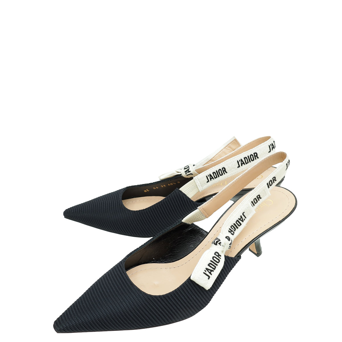 Dior Sling Bag Christian J'a Technical Fabric Slingback 40.5 Black Shoes