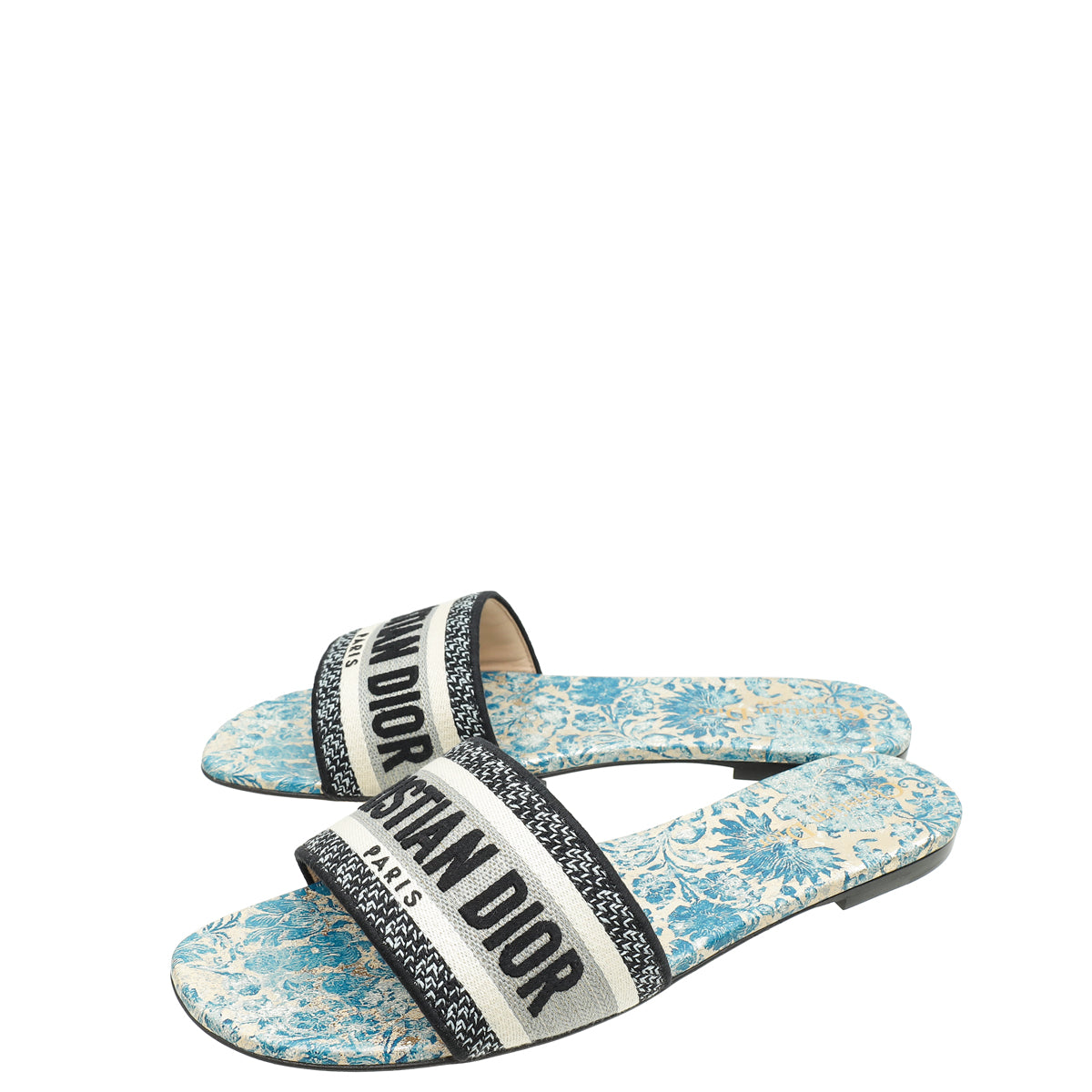 Dior Shoe Christian Canard Brocart Dway Slides 40.5 Blue Shoes