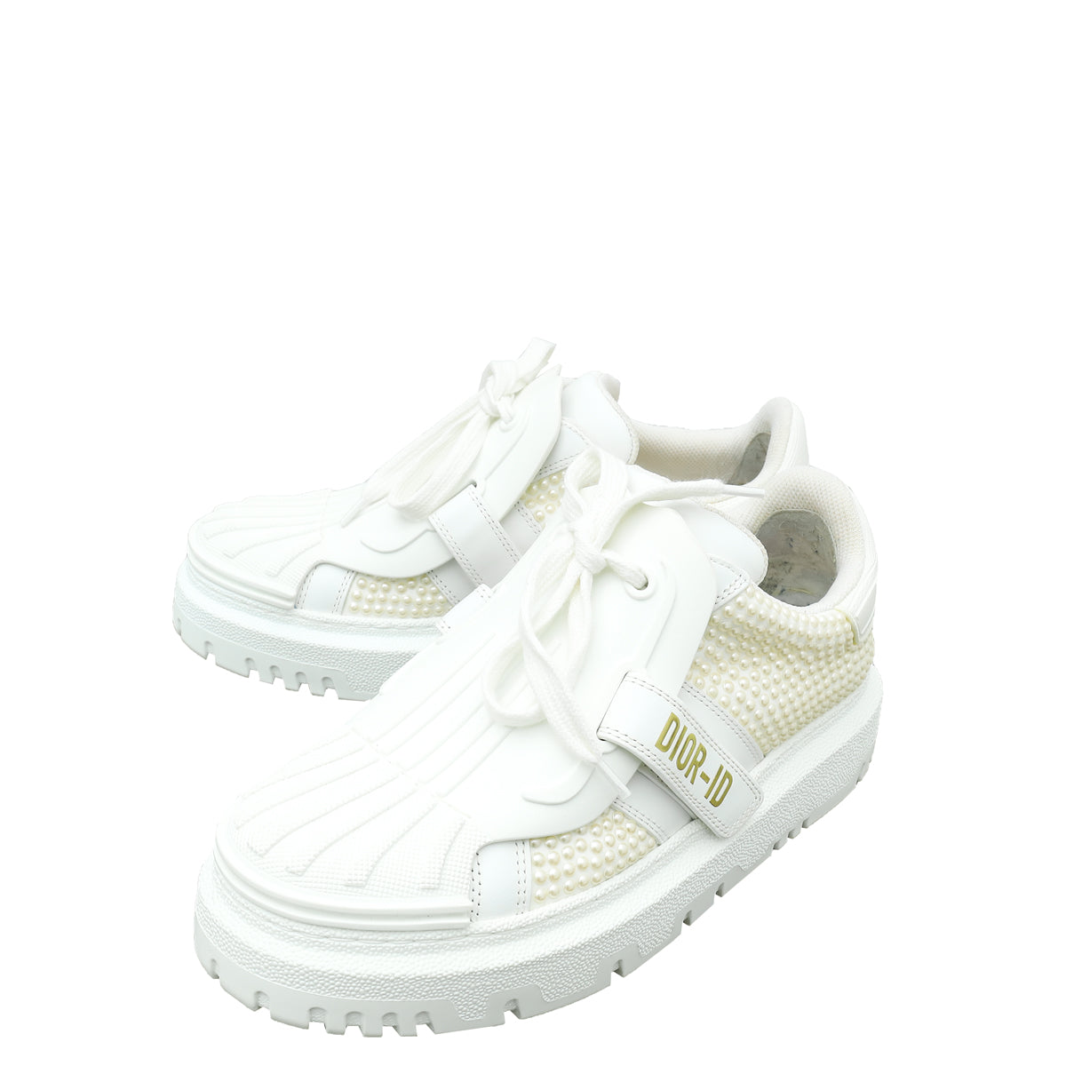 Dior Shoe Christian Pearl Beaded "-ID" Sneakers 36.5 White Shoes