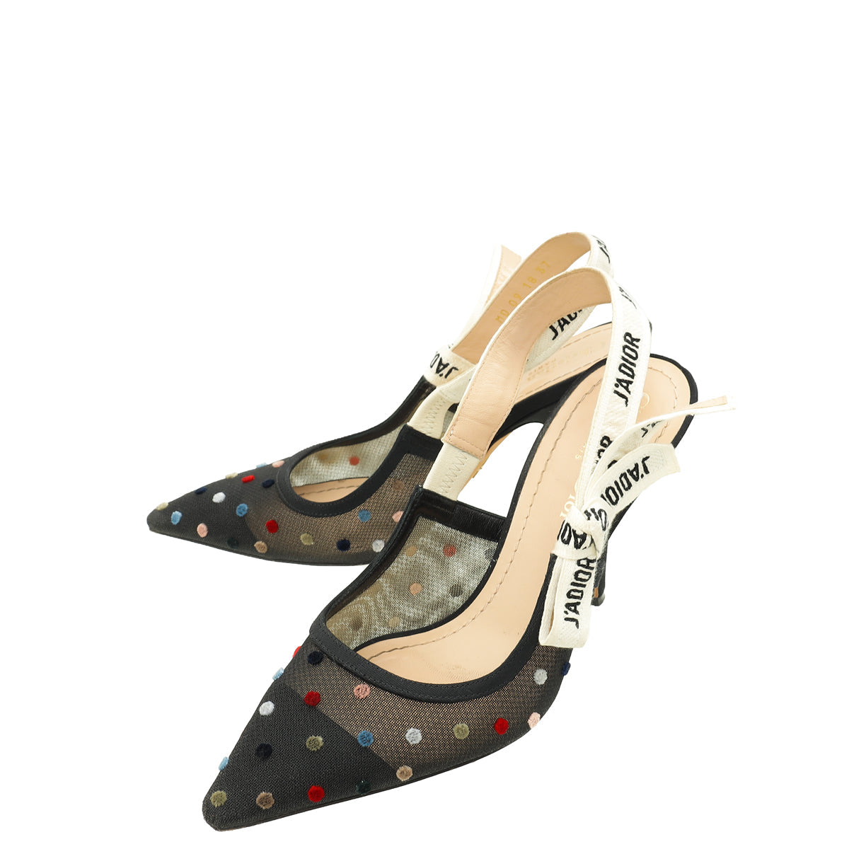 Dior Sling Bag Christian J'a Velvet Dot Mesh Slingback Black Mini Shoes