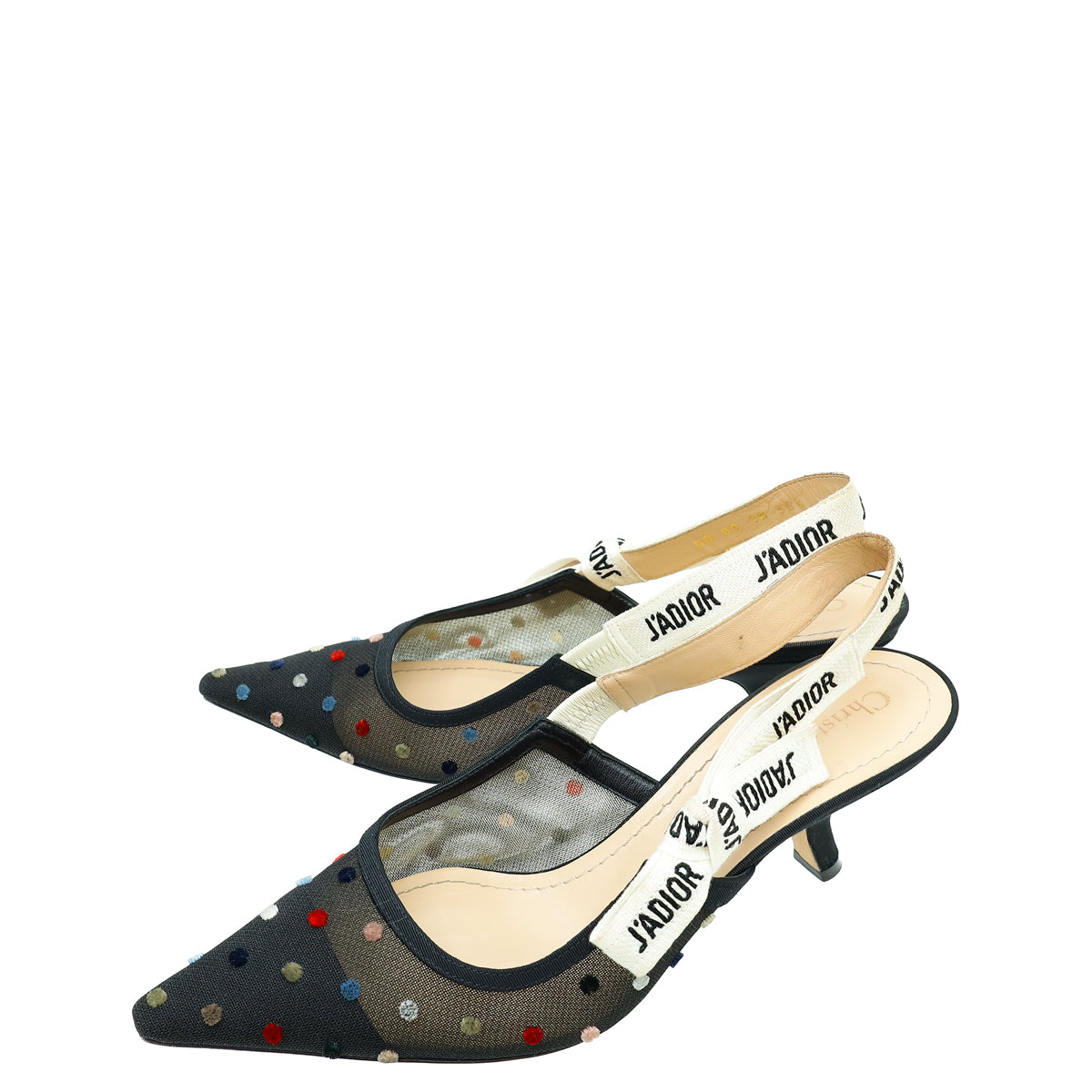 Dior Sling Bag Christian Velvet Dot Mesh J'a Slingback Black Mini Shoes