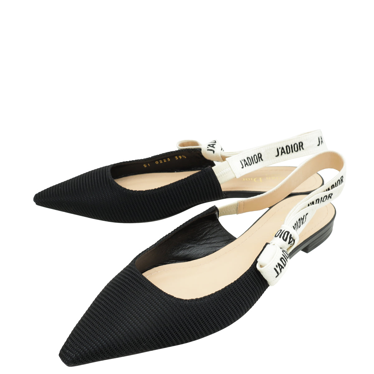 Dior Sling Bag Christian J'A Technical Slingback Flat 39.5 Black Shoes
