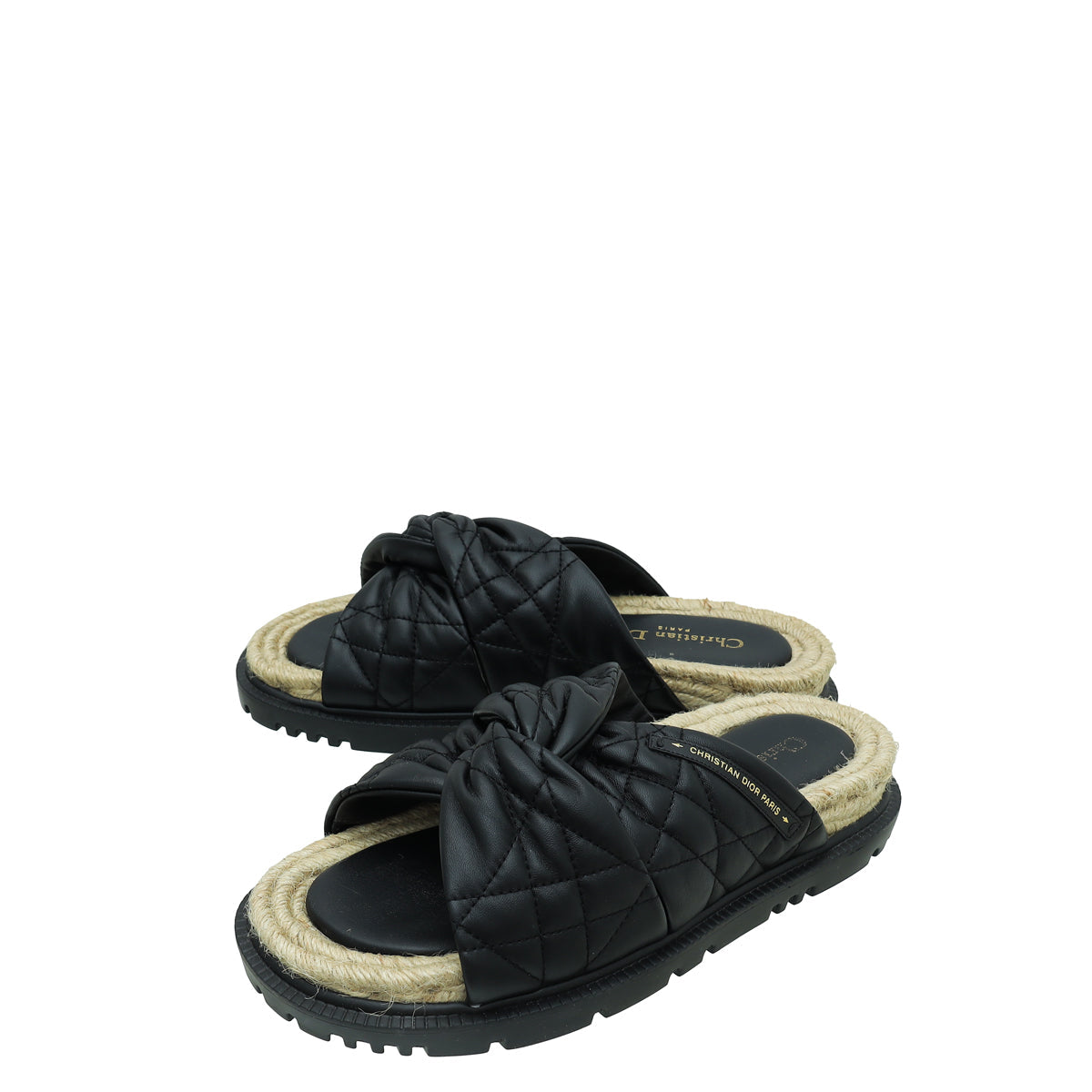 Dior Shoe Christian Cannage D Twist Slide Sandals 39 Black Shoes