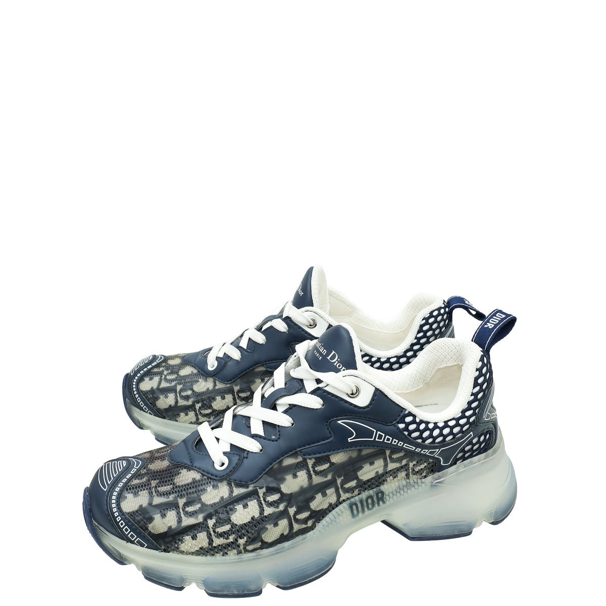 Dior Shoe Christian Technical Fabric Mesh Oblique Vibe Sneakers Blue Navy Shoes