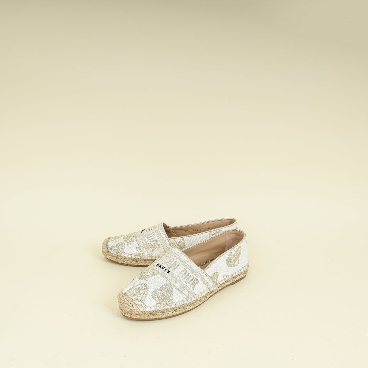 Dior Shoe Christian Bicolor Butterfly Granville Espadrille 37 Embroidered Shoes