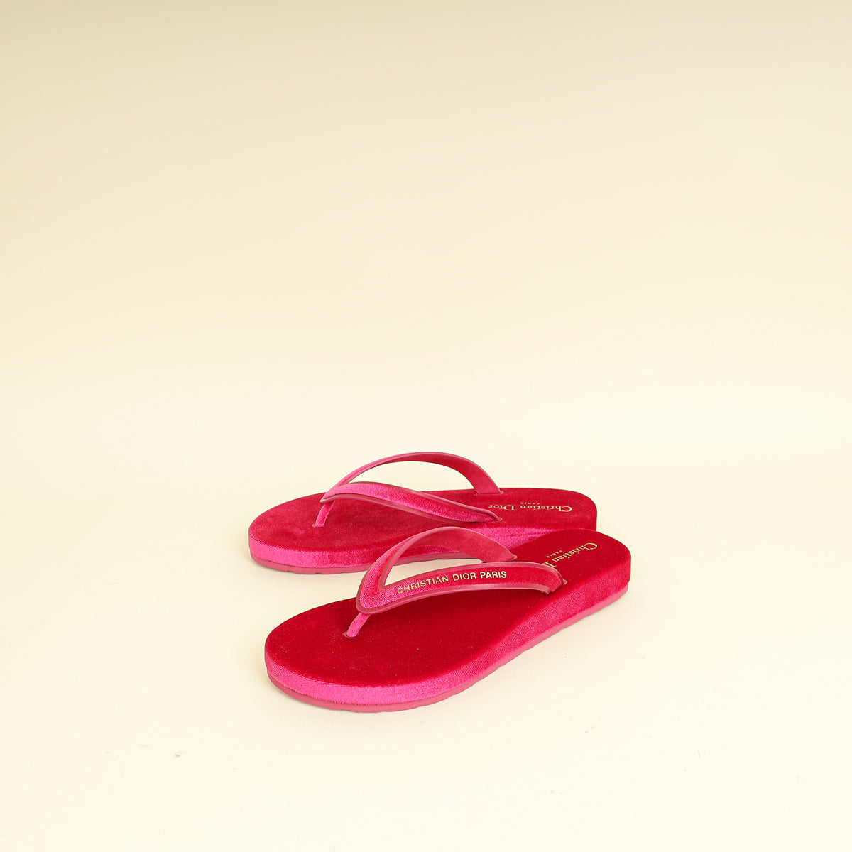 Dior Shoe Christian Rani Velvet sea Thong Sandal 39 Pink Shoes