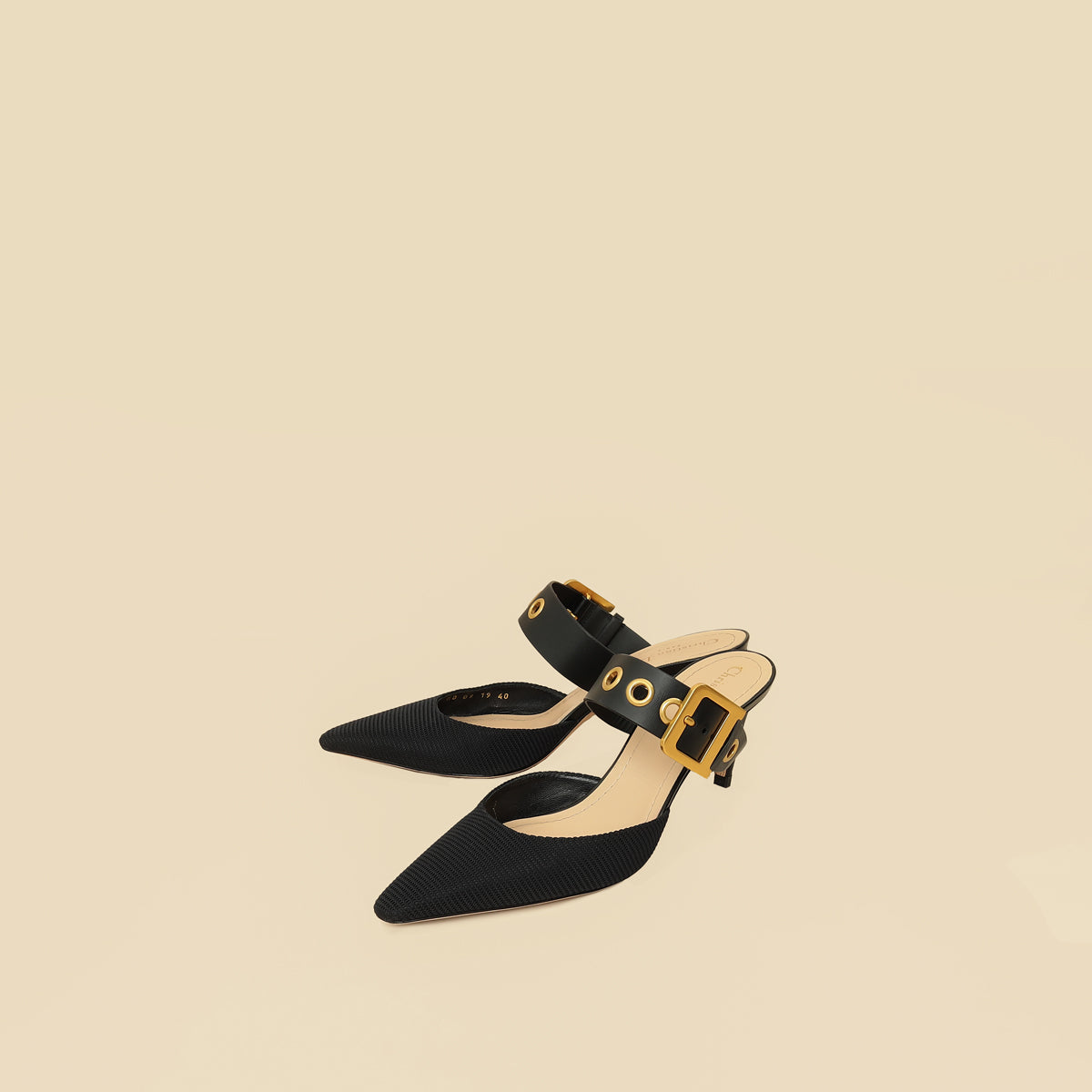Dior Shoe Christian D- Heeled Mules 40 Black Shoes