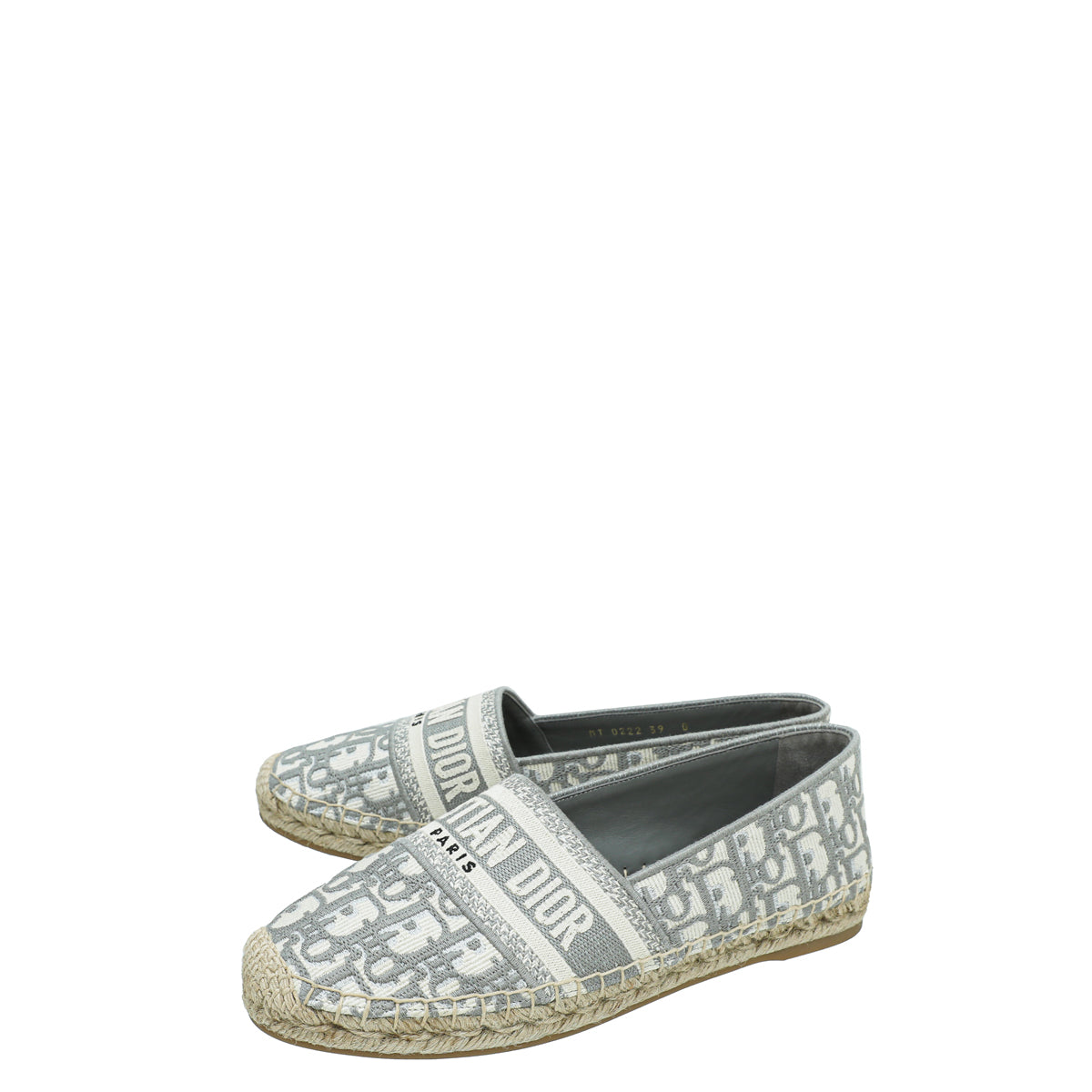 Dior Shoe Christian Grey Oblique Granville Espadrille 39 Gray Embroidered Shoes