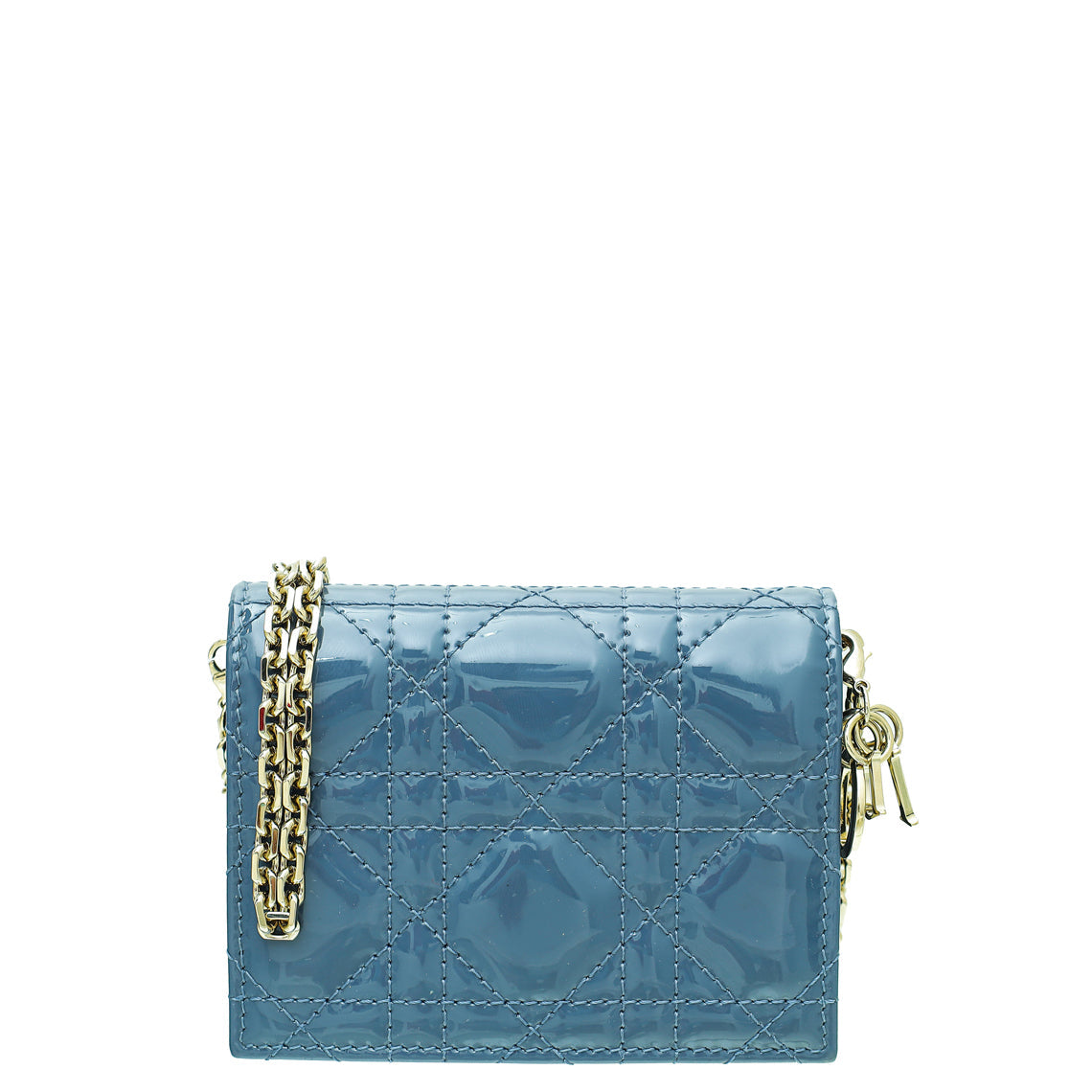 Dior Shoulder Bag Christian Cloud Lady 5 Gusset Wallet Blue Chain