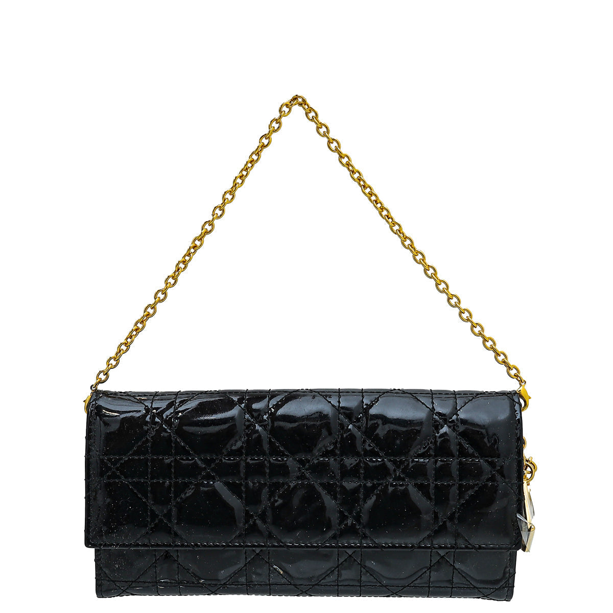 Dior Handbag Christian Lady Rendezvous Wallet On Black Chain