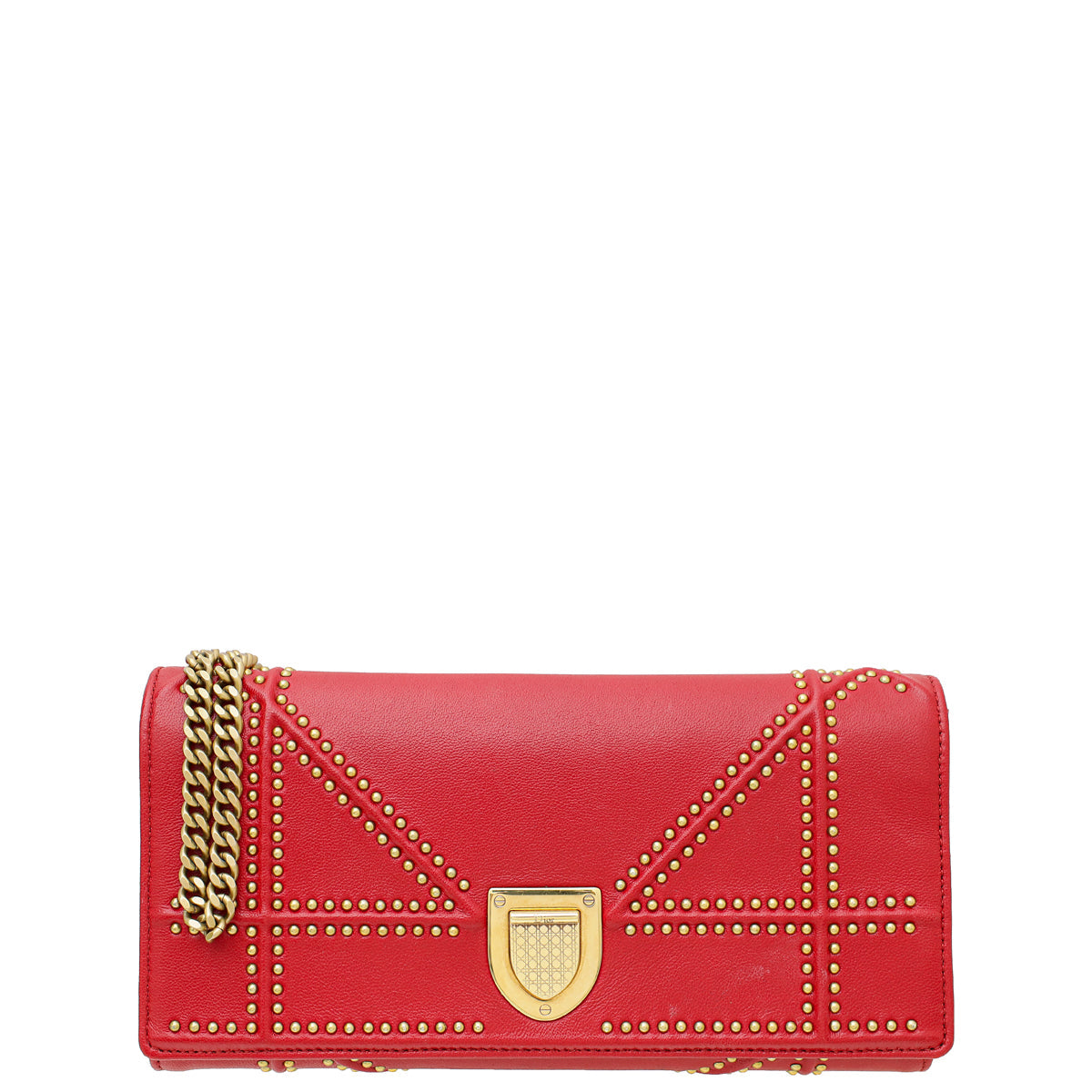 Dior Shoulder Bag Christian ama Studded Wallet On Red Chain
