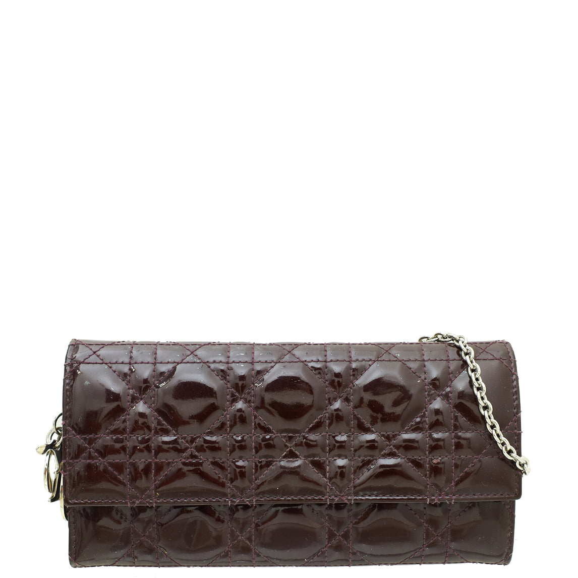 Dior Handbag Christian Aubergine Lady Wallet Chain