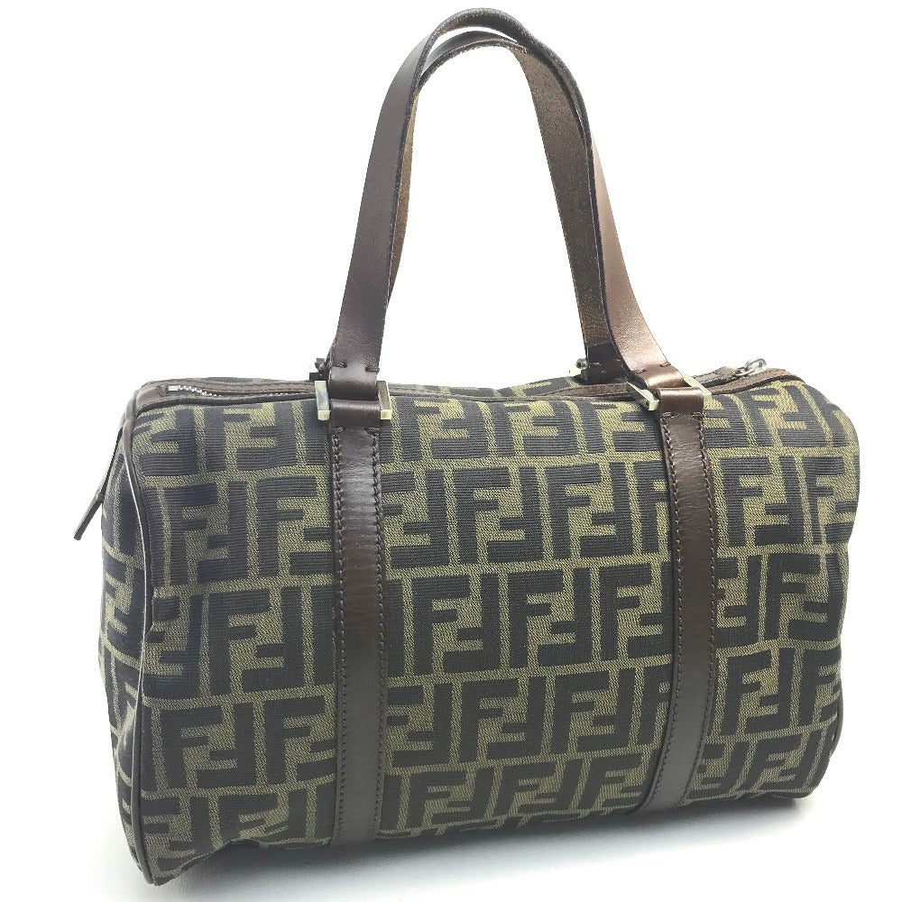 Fendi Handbag Zucca Ff Pattern Women Leather Canvas Brown Travel Bag E 200826 1