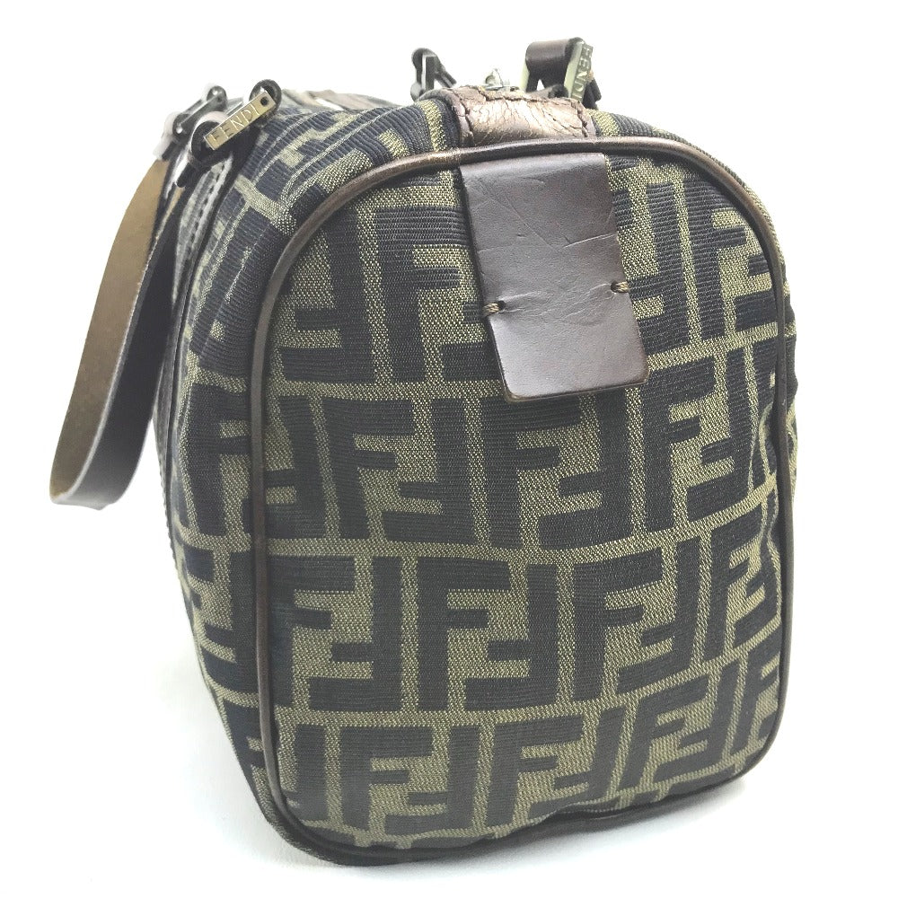Fendi Handbag Zucca Ff Pattern Women Leather Canvas Brown Travel Bag E 200826 1