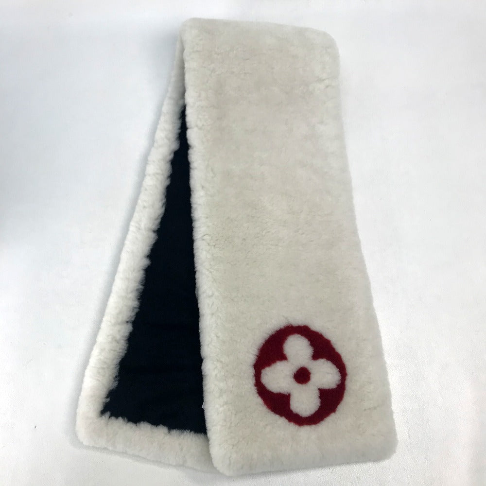 Louis Vuitton Scarf M70434 Cashmere Mouton x Monogram White Red