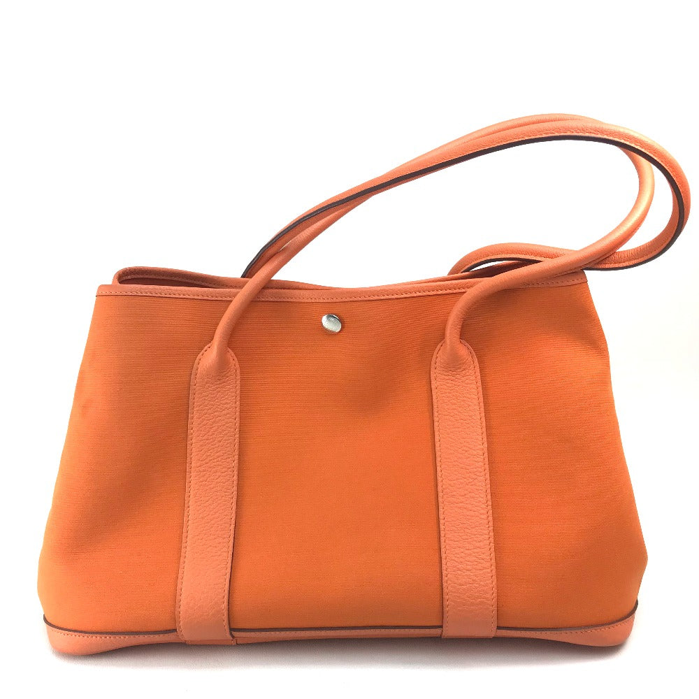 Hermes Tote Bag Towar Office Garden Party Pm Leather Orange