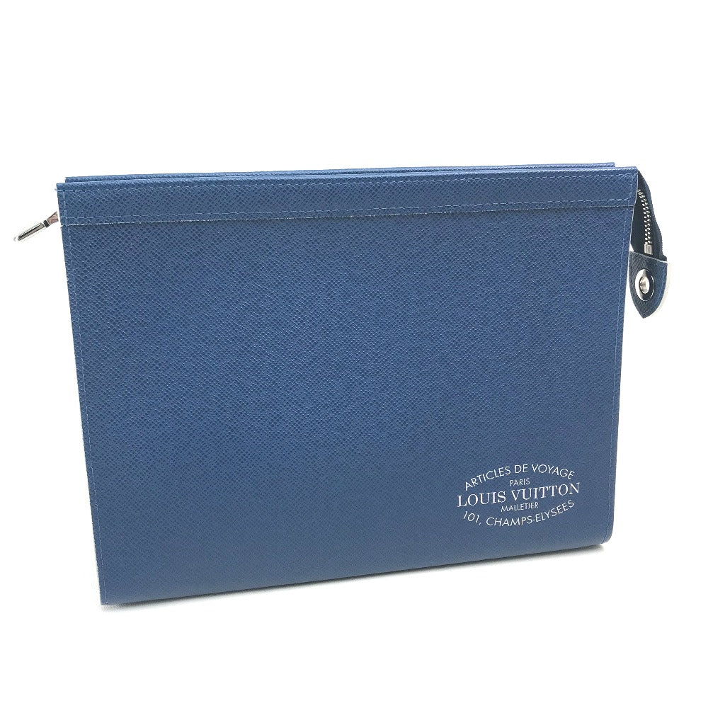 Louis Vuitton business M30399 Taiga Pochette Leather Blue Clutch Bag