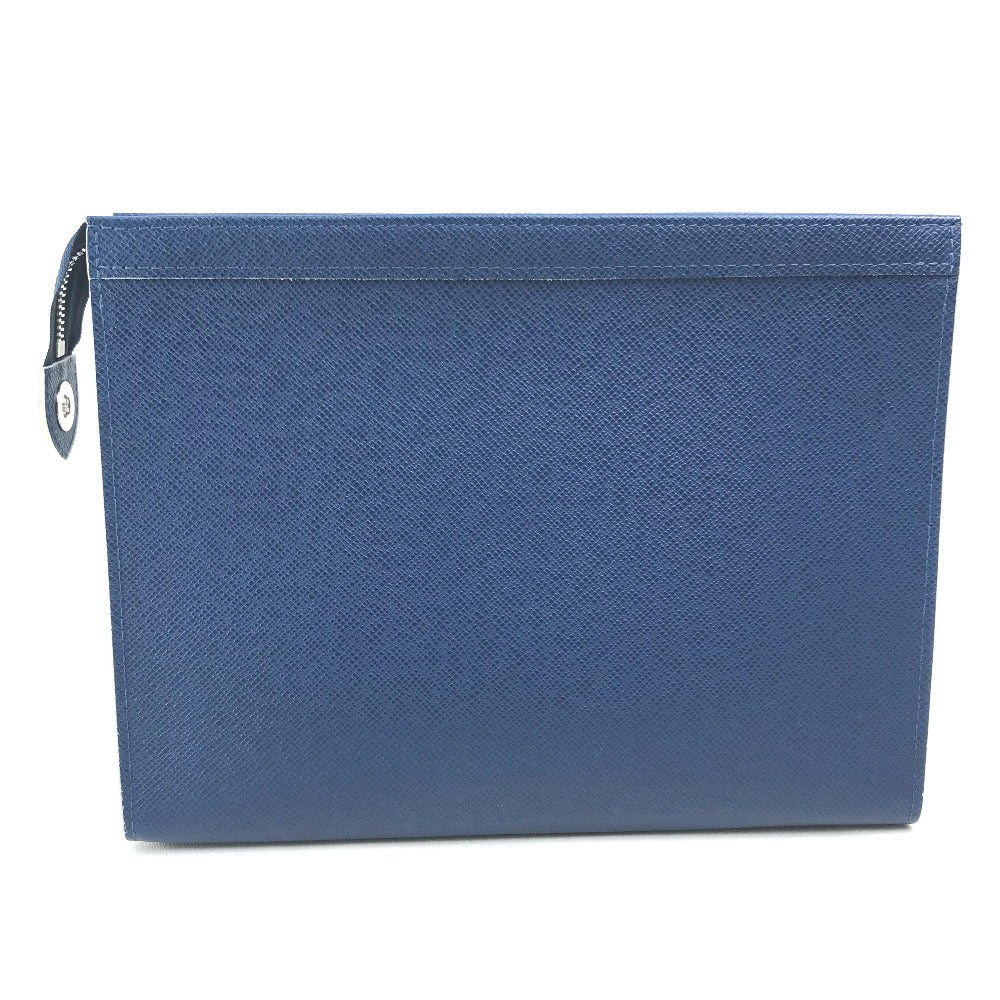 Louis Vuitton business M30399 Taiga Pochette Leather Blue Clutch Bag