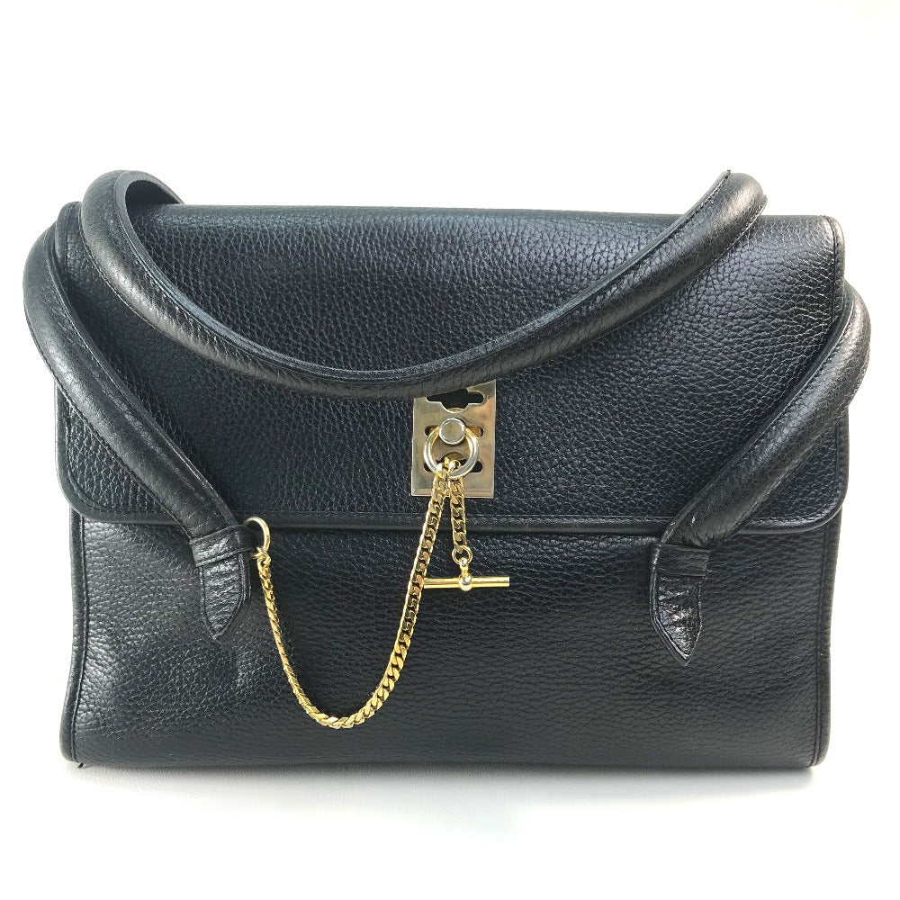 X Metal Chain Lock Women Leather Black Travel Bag