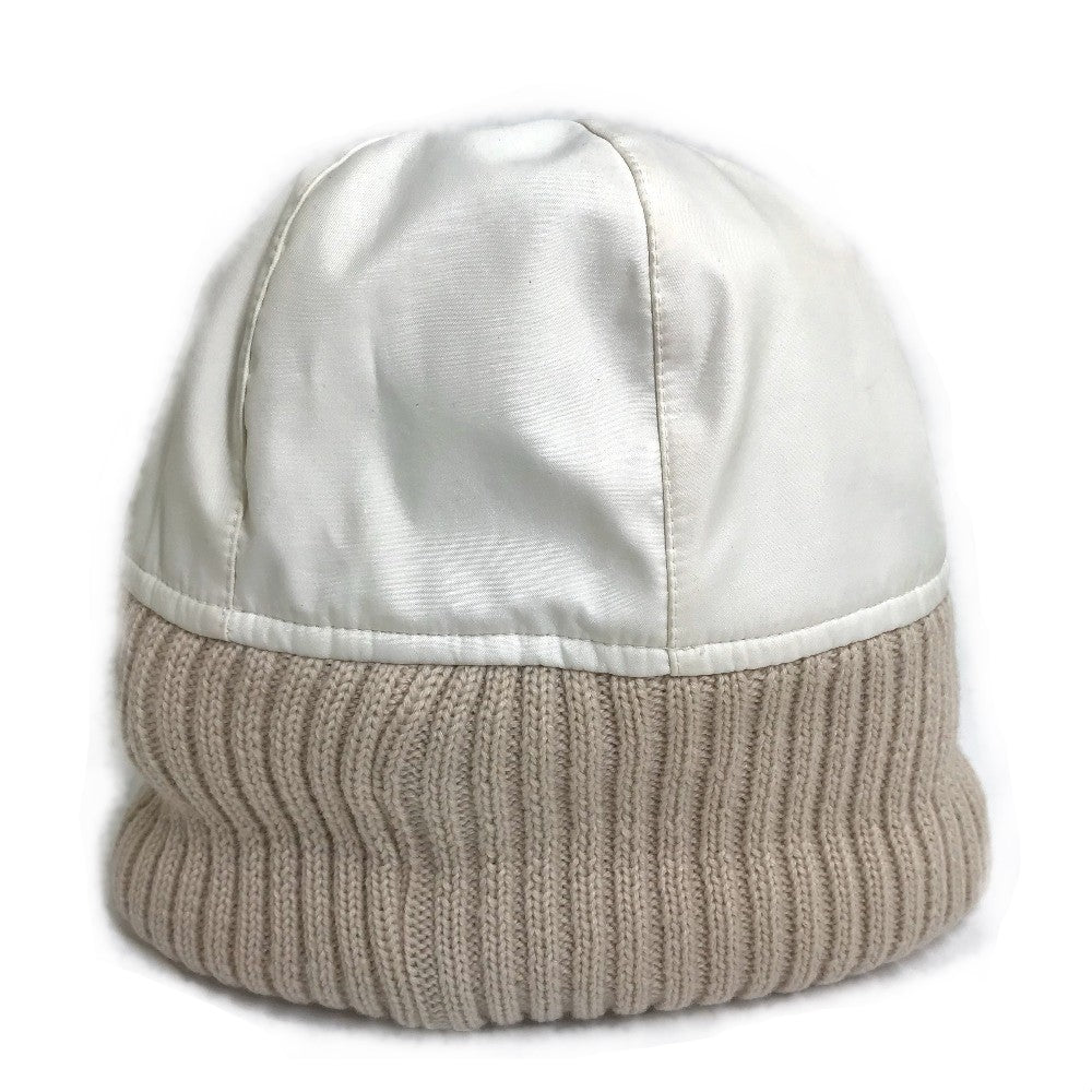 Chanel Knit hat polyester CC COCO Mark Beige Ivory