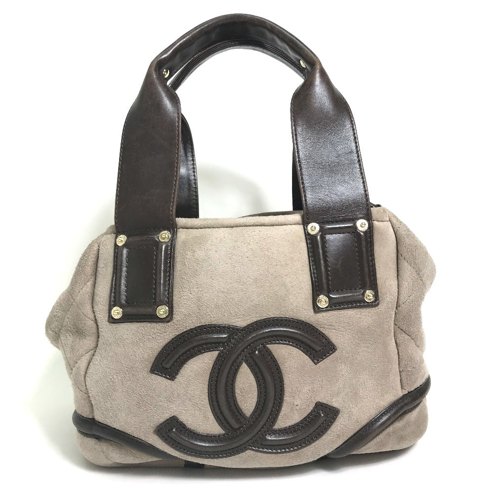 CHANEL Tote Bag Mouton, Leather Brown CC COCO Mark Half Matelasse