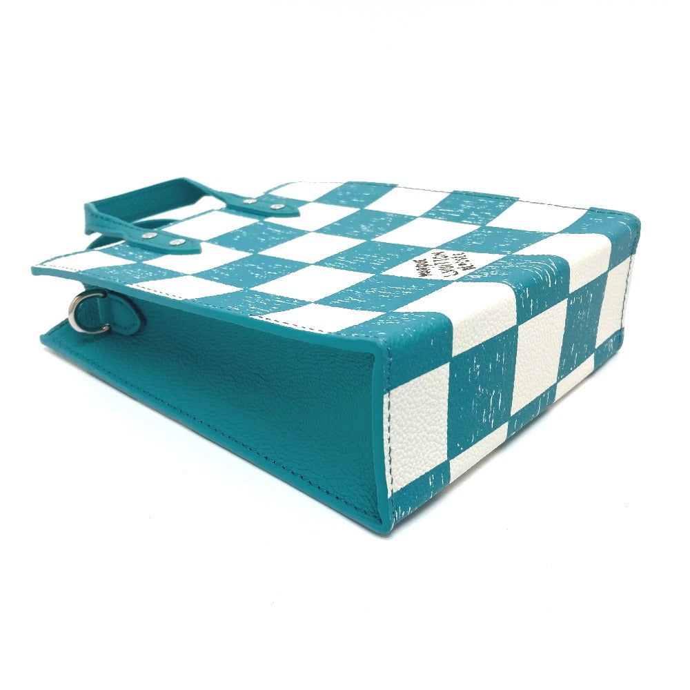 Louis Vuitton N60495 damier checkerboard Sac PlatXS Leather Blue Shoulder Bag