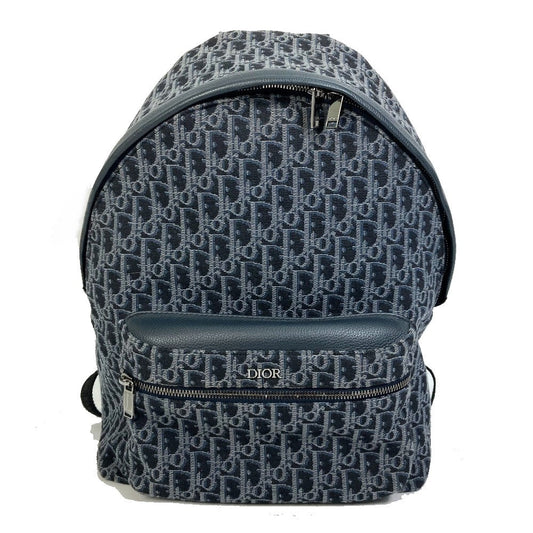 Dior Backpack Navy Trotter Oblique Backpack Mens Handbag Leather Canvas