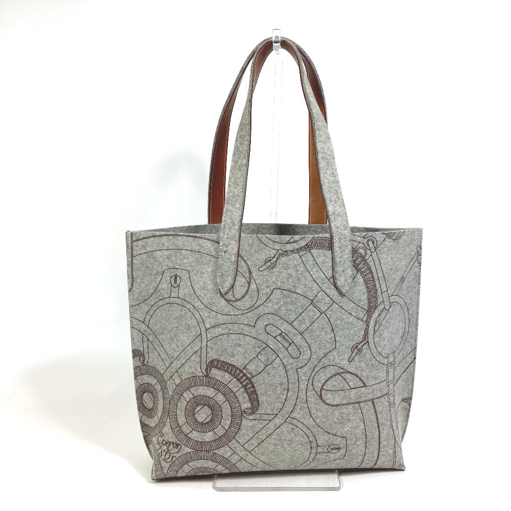 Hermes Tote Bag Felt Shoulder Bag Shoulder Bag Tote Leather Gray