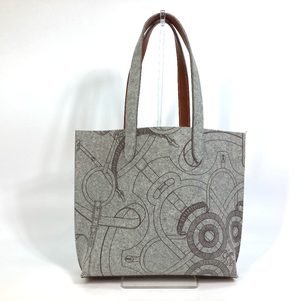 Hermes Tote Bag Felt Shoulder Bag Shoulder Bag Tote Leather Gray