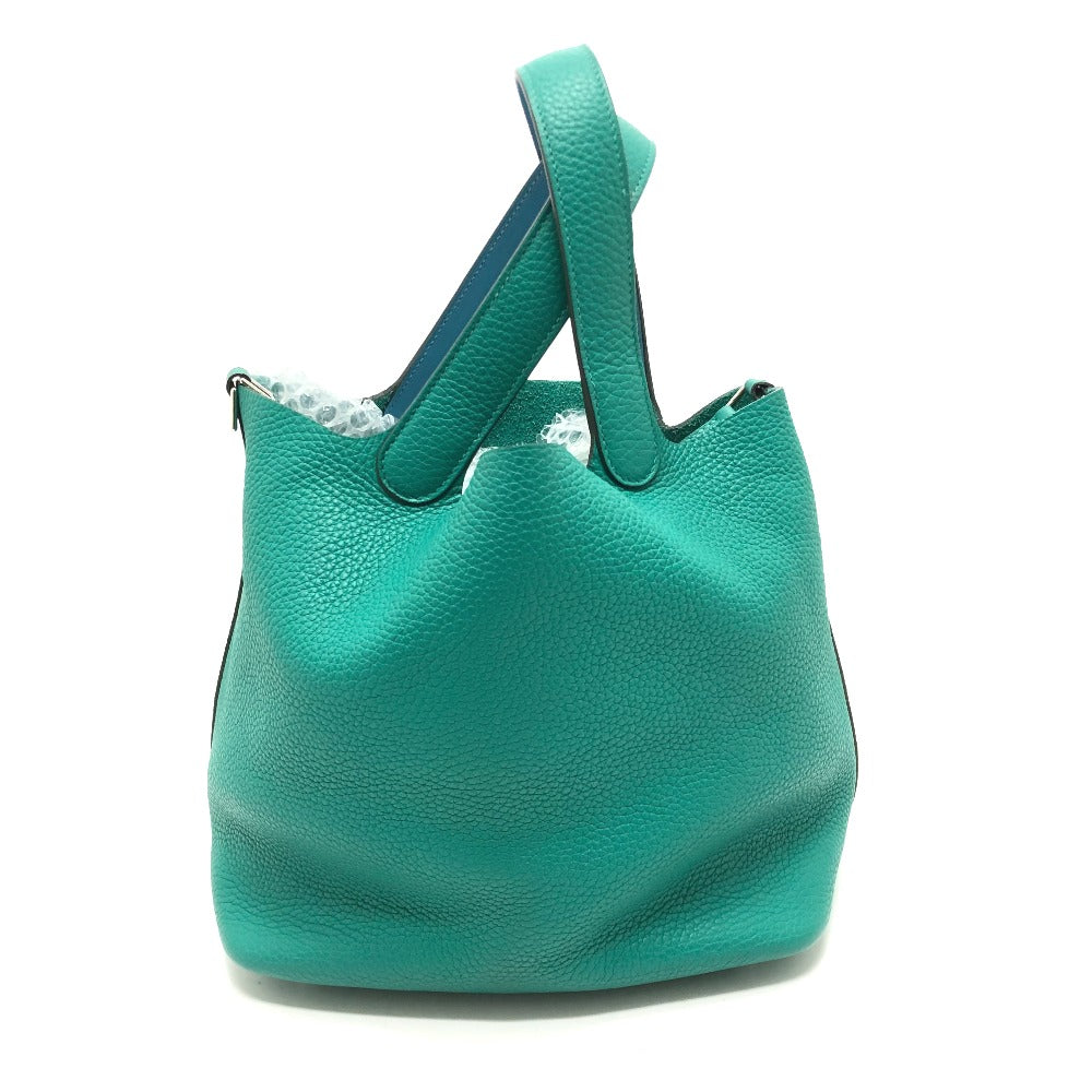 Hermes Handbag Taurillon Clemence Picotin Lock Eclat Mm Women Green Travel Bag