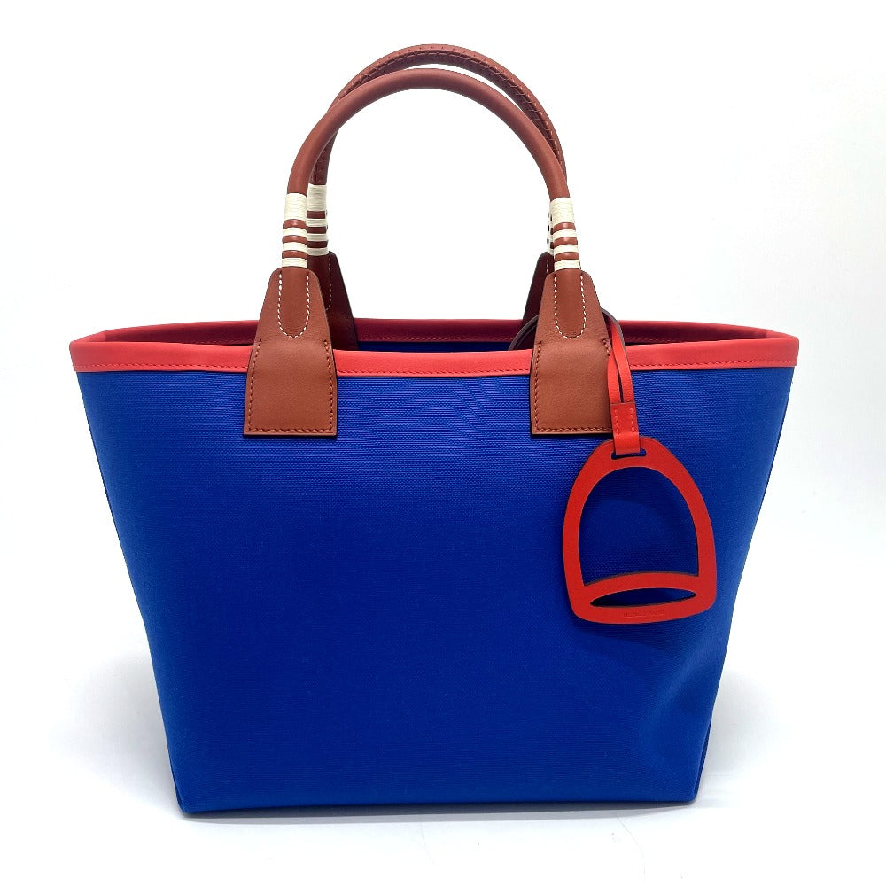 Hermes Handbag Toile Vaux Swift Steeple Women Blue Travel Bag