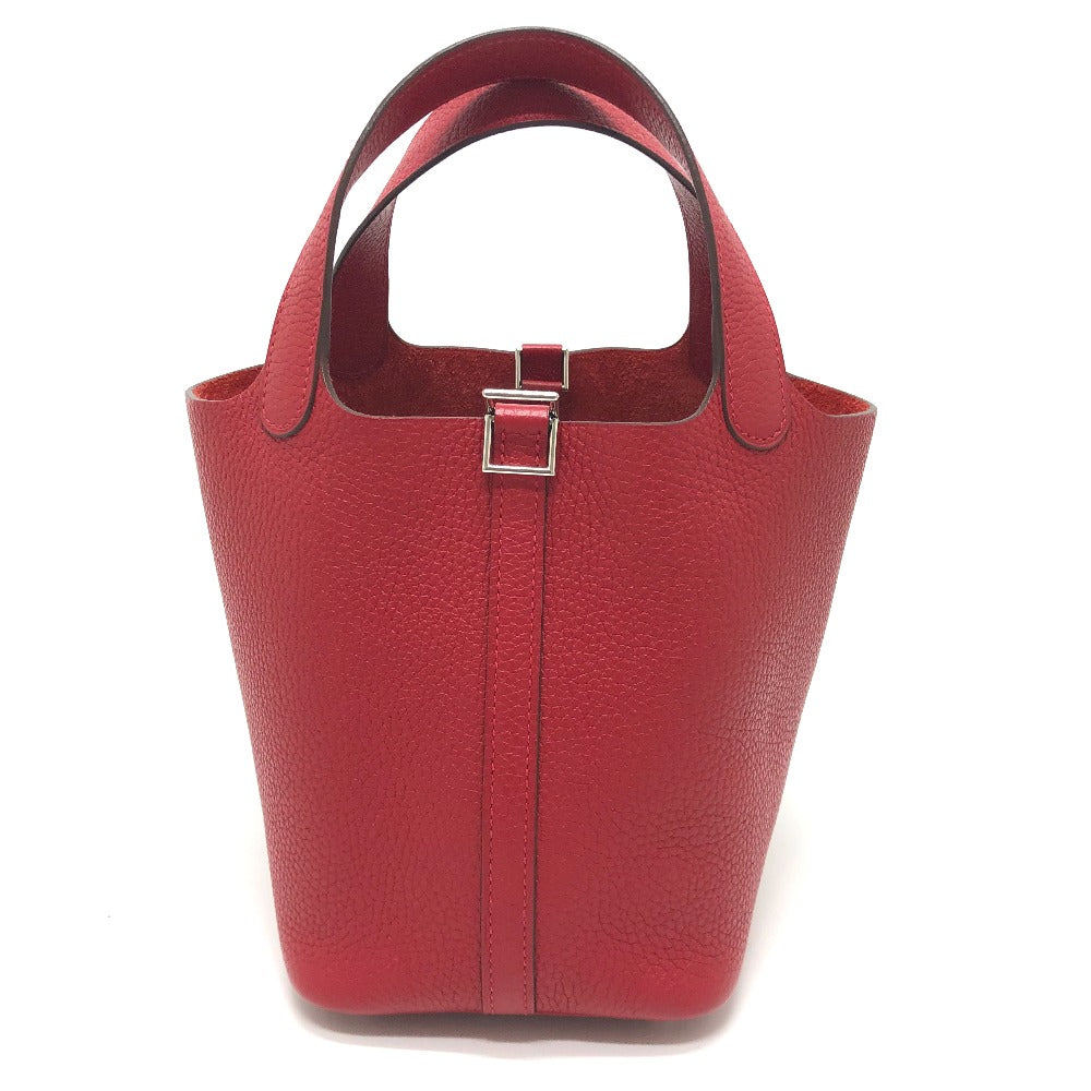 Hermes Handbag Taurillon Clemence Picotan Lock Pm Women Red Travel Bag