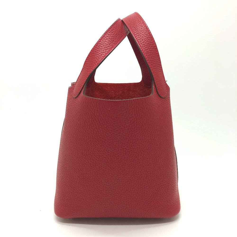 Hermes Handbag Taurillon Clemence Picotan Lock Pm Women Red Travel Bag