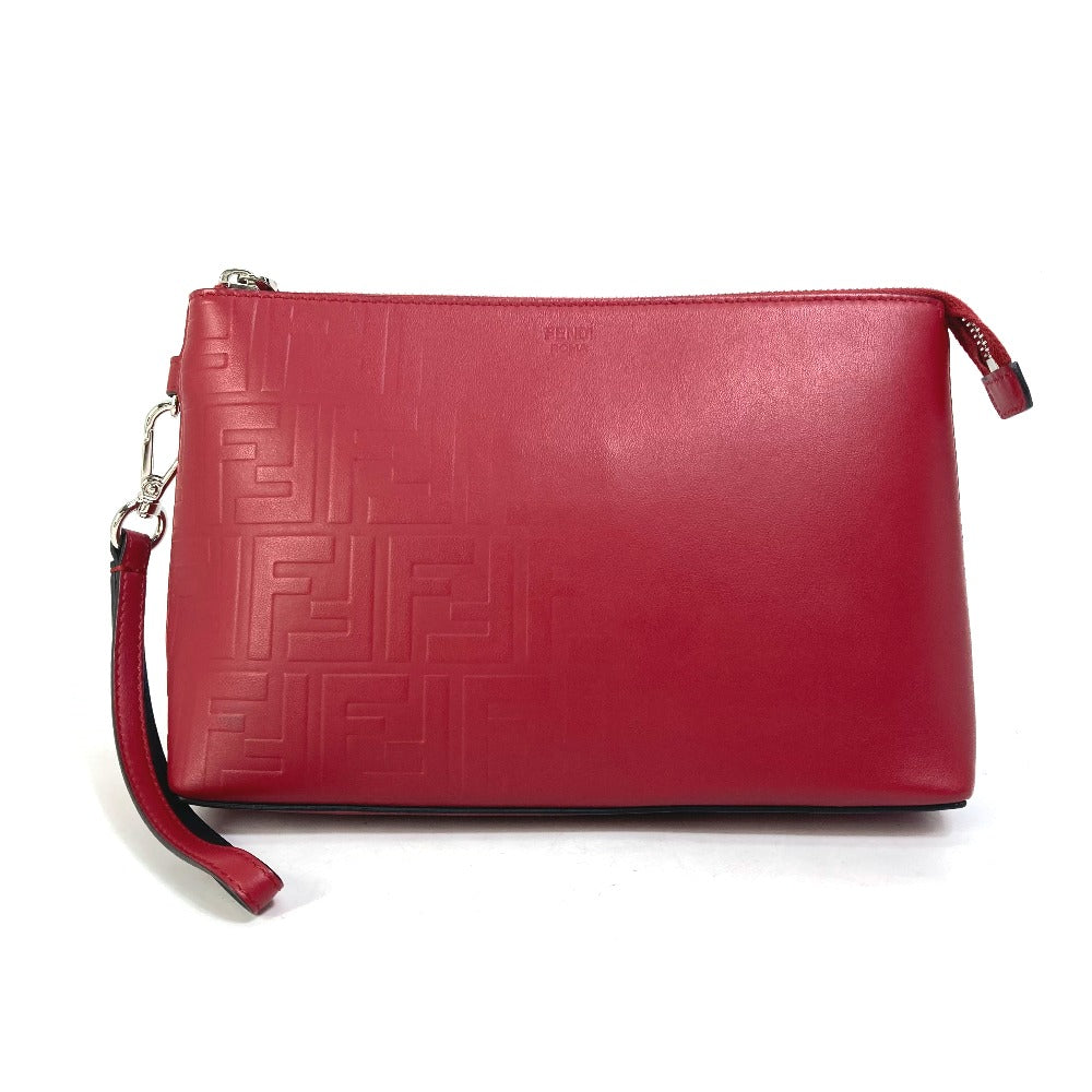 Fendi Clutch Bag 7N0106 Zucca Mens Leather Red