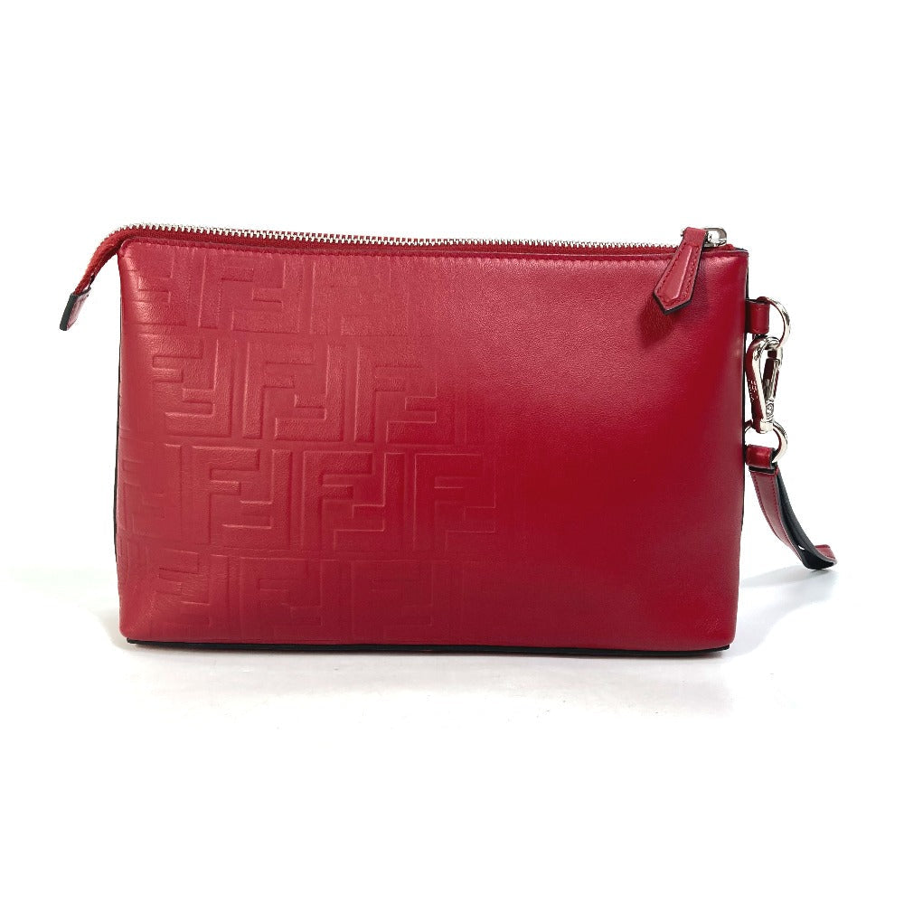 Fendi Clutch Bag 7N0106 Zucca Mens Leather Red