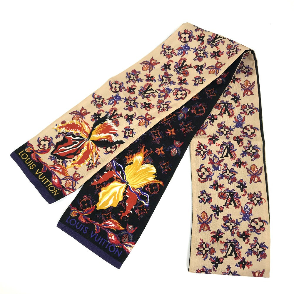Louis Vuitton scarf M76433 silk x Bando Monogram Black Beige