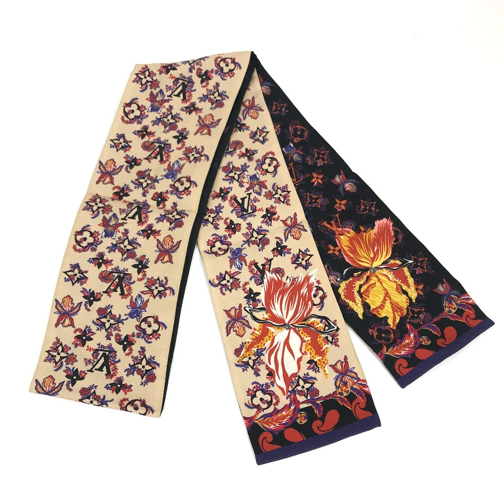 Louis Vuitton scarf M76433 silk x Bando Monogram Black Beige