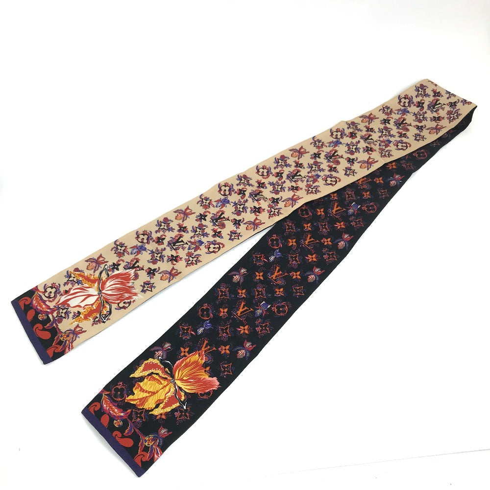 Louis Vuitton scarf M76433 silk x Bando Monogram Black Beige